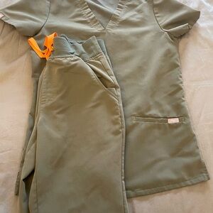 Figs Olive Green Scrub Top and Bottom